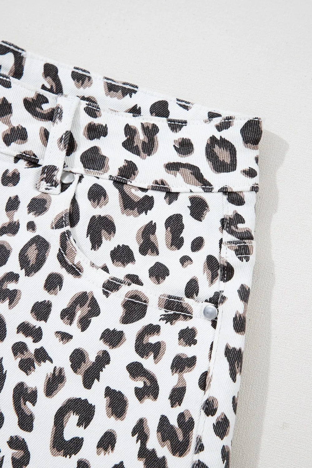 Leopard Frayed Hem Denim Shorts