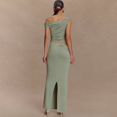 Kalya | Langes Kleid Drapiert Asymmetrisch