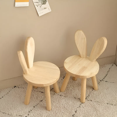 BunnyCraft Hocker - Nordischer Holz-Hocker mit Hasenohren