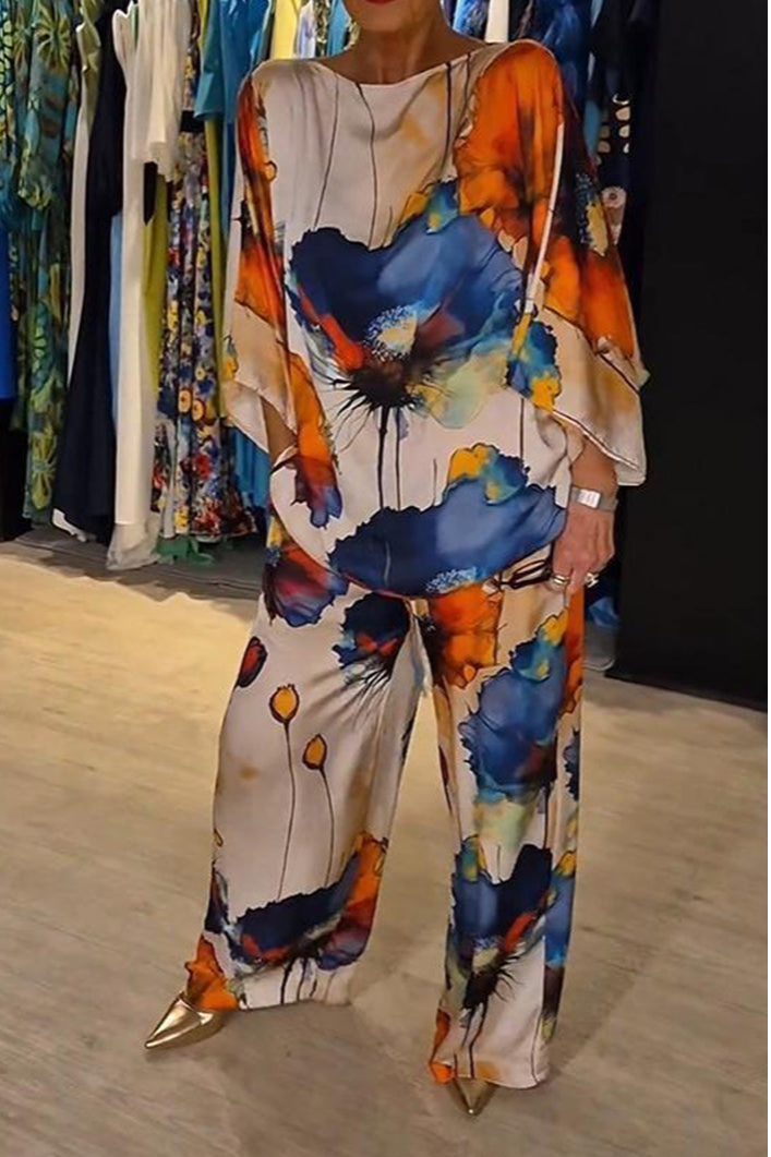 Langer Zweiteiler mit Muster für Damen