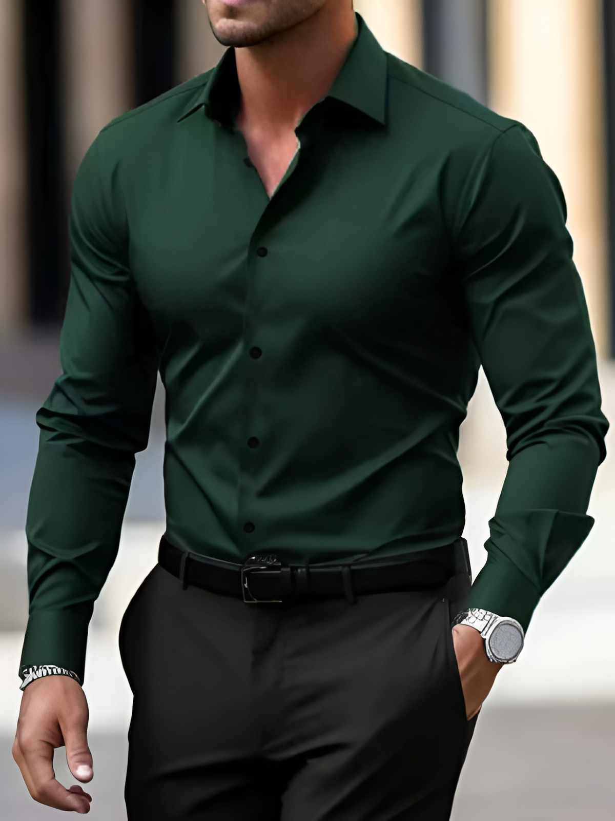 Herren elegantes Langarmhemd | Langarm