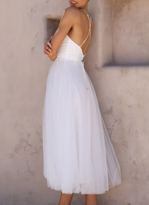 Josephine Elegantes Kleid | Sommer-Midikleid für Damen, rückenfrei und trägerlos