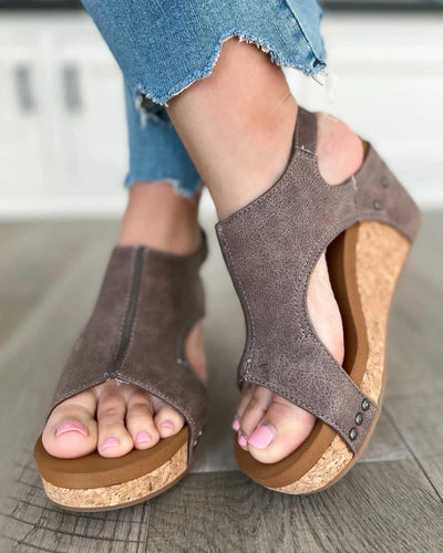Keilsandaletten für Damen - Trendige Bequeme Sandalen mit Korksohle für Sommer