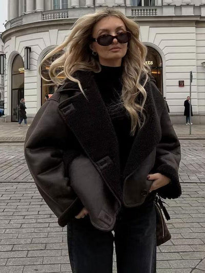 GINA BRAUNE LEDERJACKE