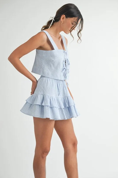 MABLE Gingham Plaid Crop Top and Mini Skirt Set