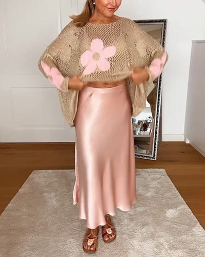 Pullover mit Blumenmuster und Rundhalsausschnitt für Damen