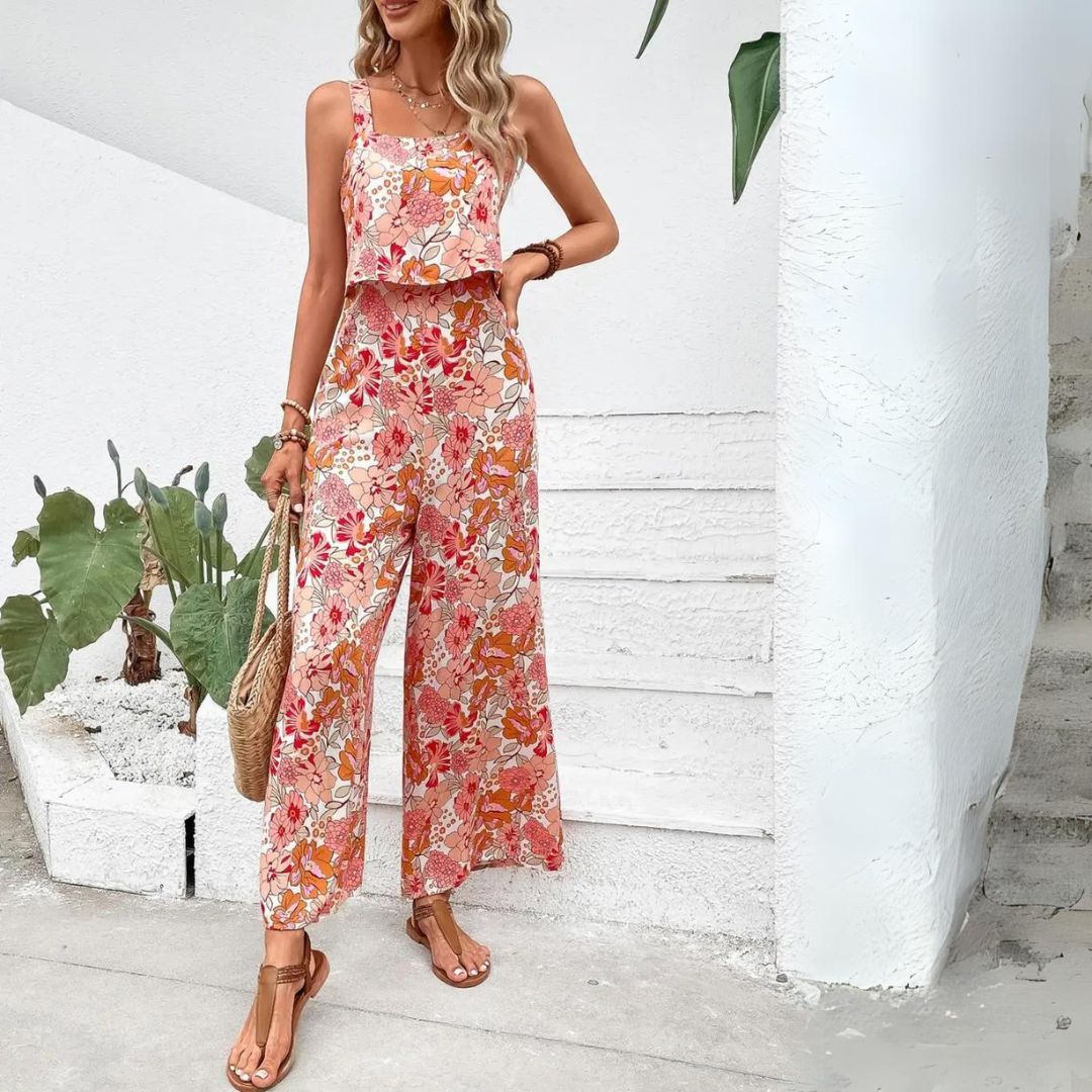 Keerstin - Ärmellos Mit Blumendruck & Weitem Bein  Damen Sommer Jumpsuit