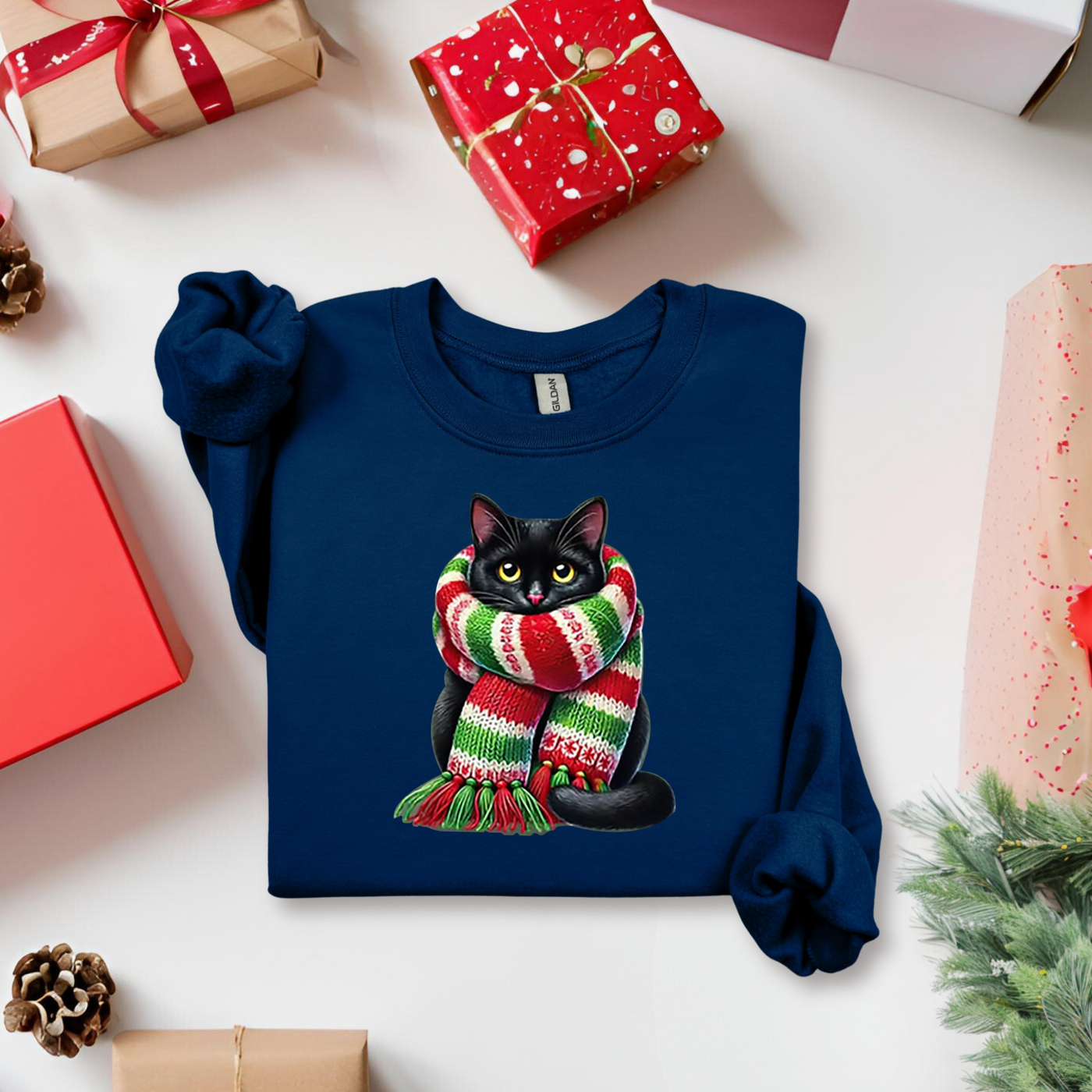 Schal Katze Weihnachten Sweatshirt