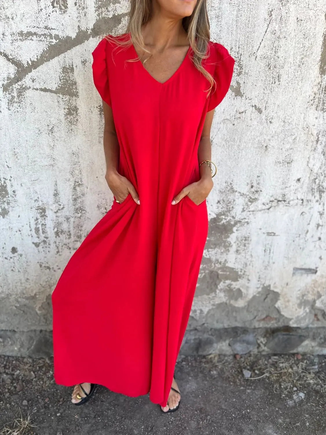 Full Size V-Neck Cap Sleeve Wide Leg Jumpsuit Plus Size