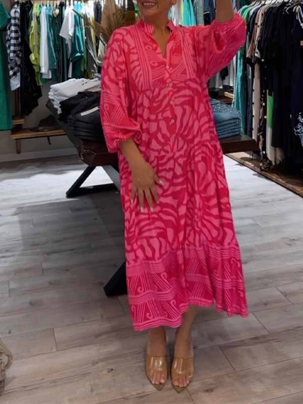 Elyanna - Bedrucktes Kleid Mit V-Ausschnitt