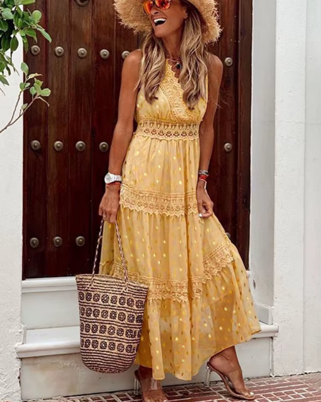 Sabina - Bohemian Dots Kleid mit Spitzendetails für Ihren Sommerausflug