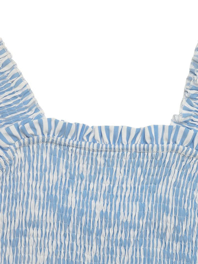 Smocked Striped Wide Striped Midi Dress