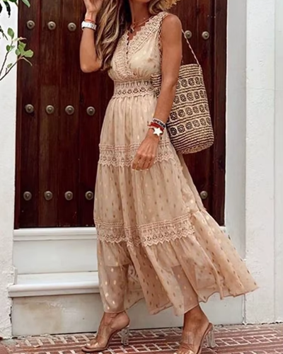 Sabina - Bohemian Dots Kleid mit Spitzendetails für Ihren Sommerausflug