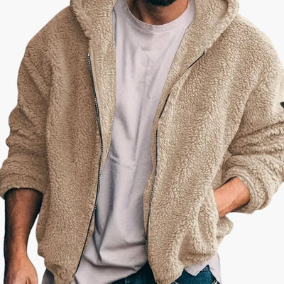 Herren Teddy jacke mit Reißverschluss und langen Ärmeln
