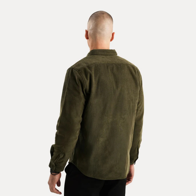 Herren Langarm Warme Knopf Daunen Hemd | V Ausschnitt