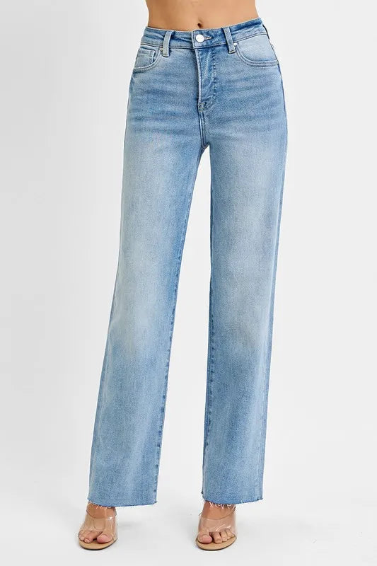 RISEN Tummy Control Rise Straight Jeans