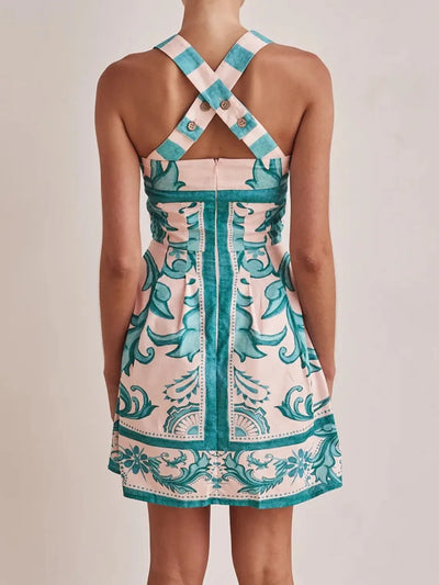 Printed Square Neck Midi Dress