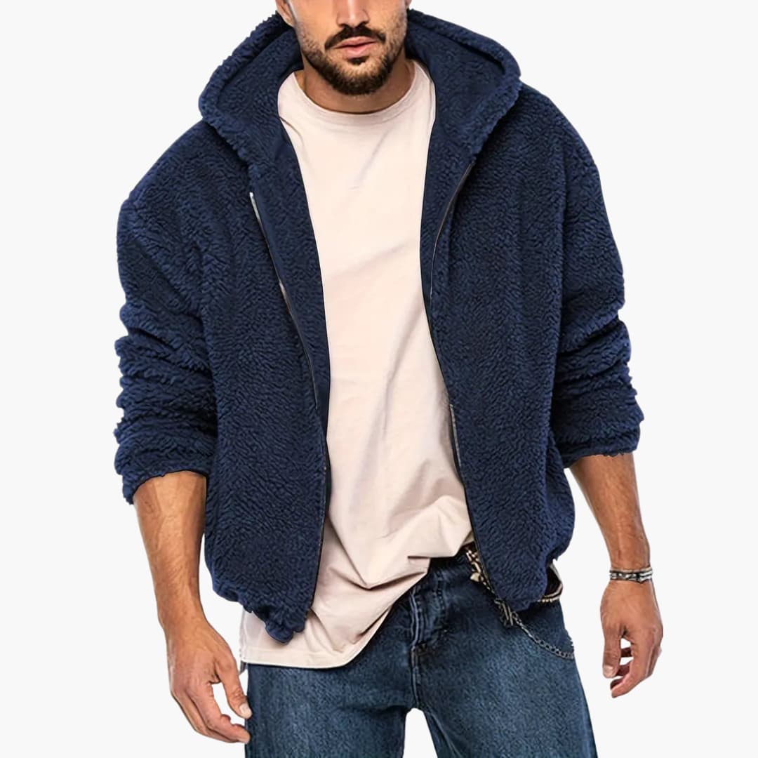 Herren Teddy jacke mit Reißverschluss und langen Ärmeln