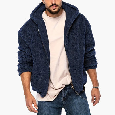 Herren Teddy jacke mit Reißverschluss und langen Ärmeln