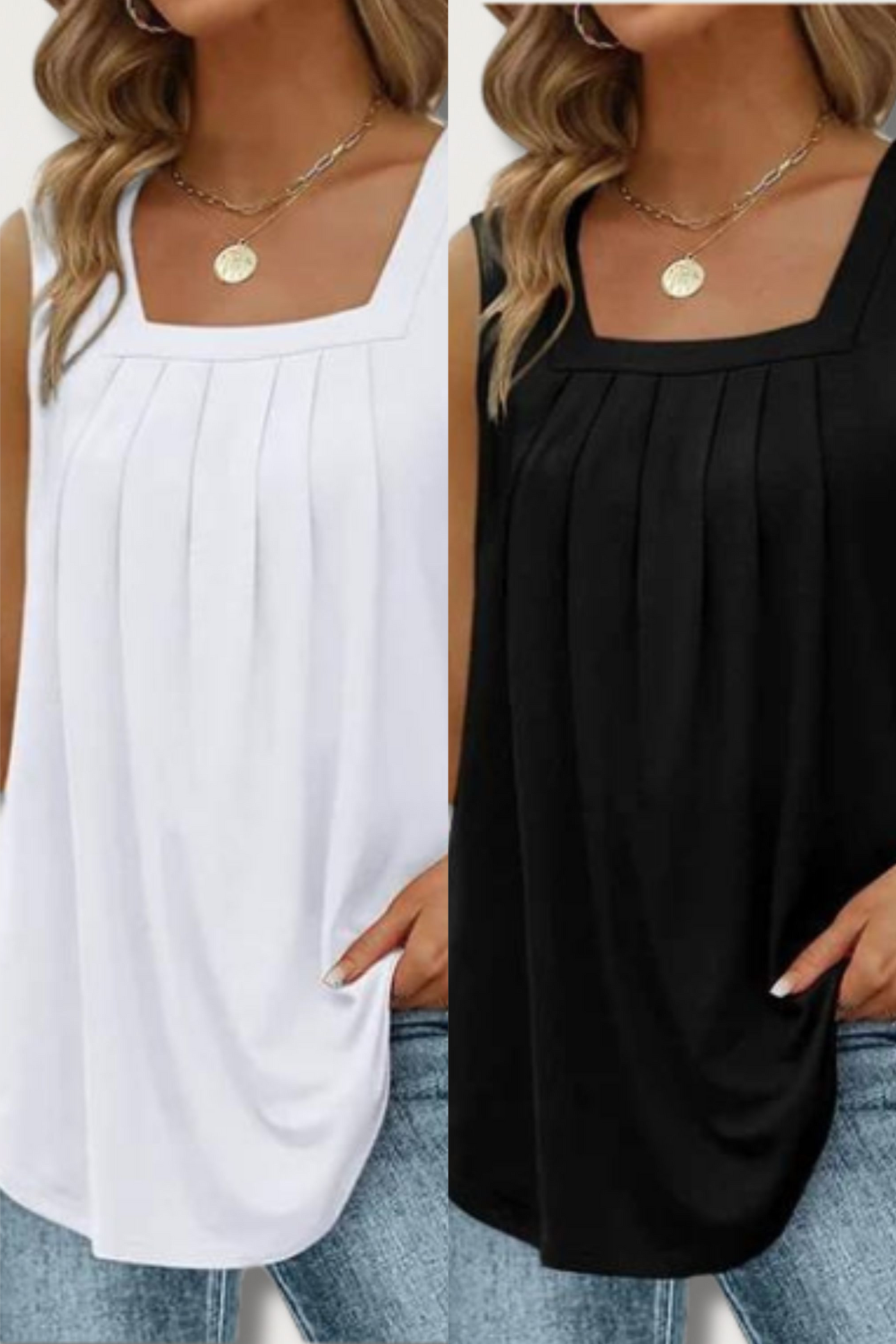 Heidi-Mode | Lässiges Falten Quadrat-Ausschnitt Top