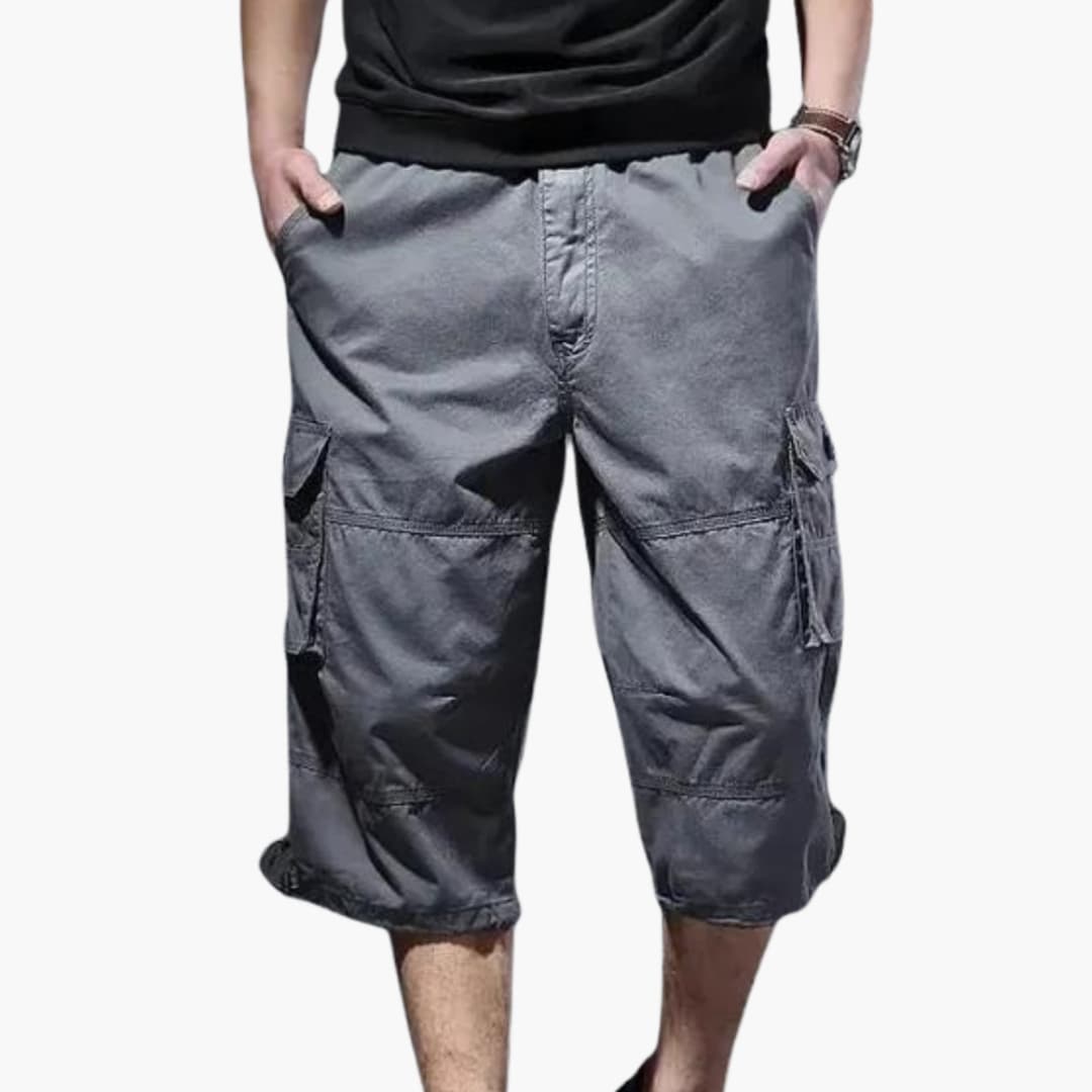 Herren 3/4 Hose mit Taschen aus leichtem Stoff für Sommer
