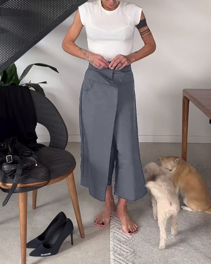 Schlichte asymmetrische Freizeithose für Damen