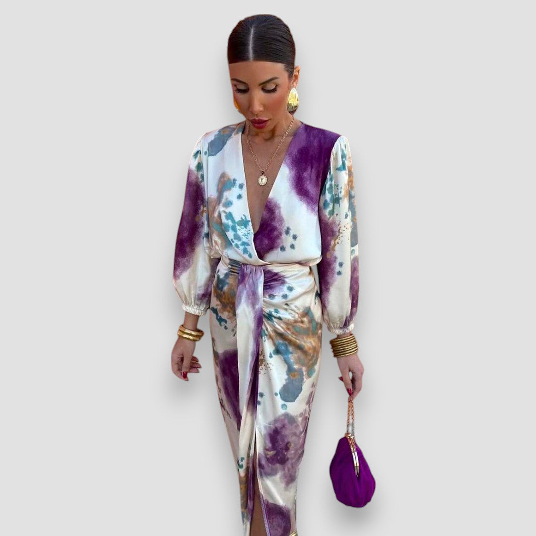 Elegantes V-Ausschnitt-Kleid für Damen - Eryel