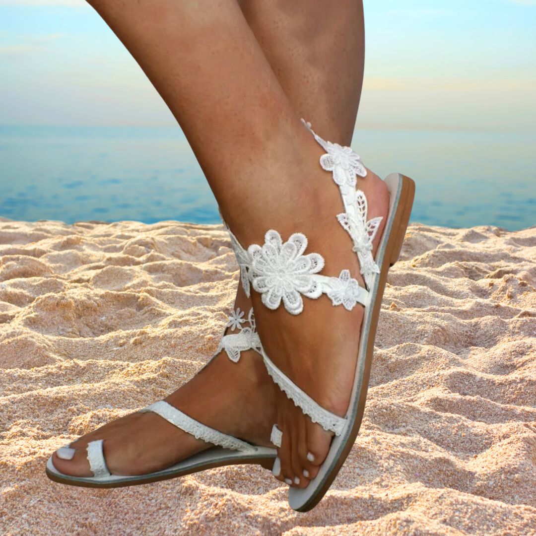 Emma Sommer Sandalen | Moderne Hochzeits-Sandalen mit Spitzendetails