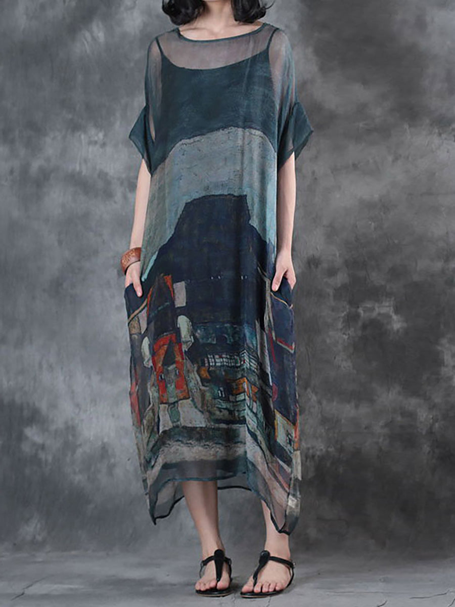 Despina | Luftiges Kleid mit lockerem Druckmuster