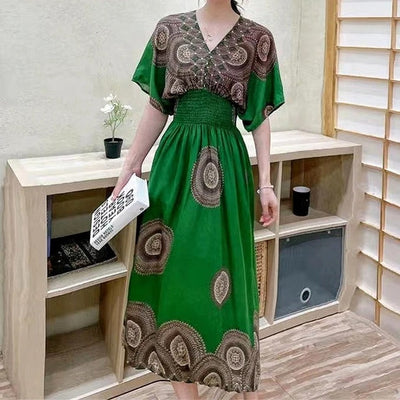 Vanessa | Raffiniertes Maxikleid mit V-Ausschnitt und Druckmuster