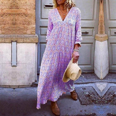 Ibiza Glamour | Trendiges Damen V-Ausschnitt Kleid mit auffälligem Druck