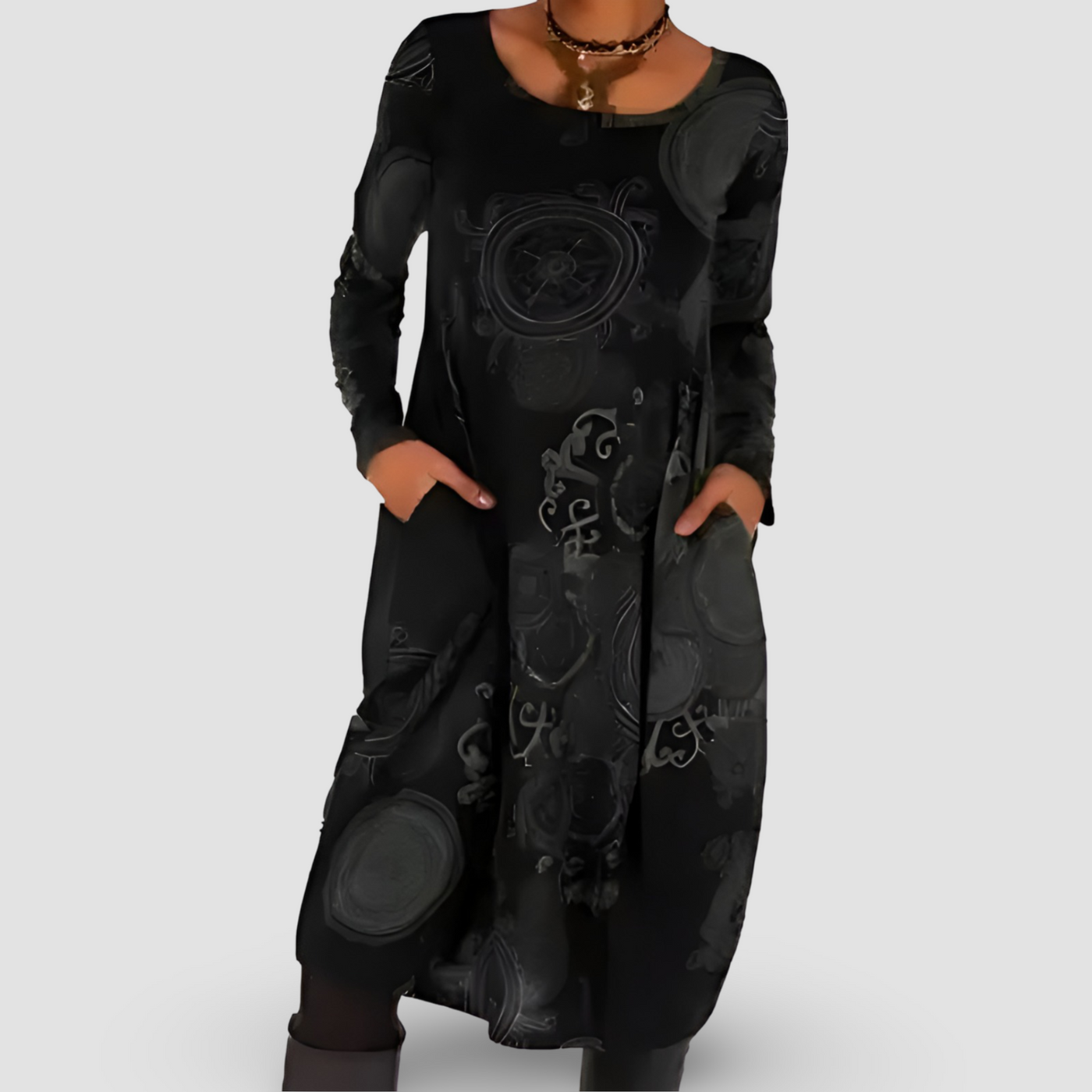 MARA LÄSSIGES WINTERKLEID MIT RUNDHALSAUSSCHNITT