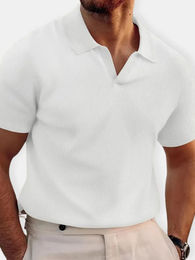 Herren Rippenstrick Polo Hemd | Kurzarm