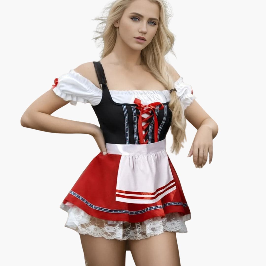 Kurzgeschnittenes Dirndl kleid für Damen - Oktoberfest 2025