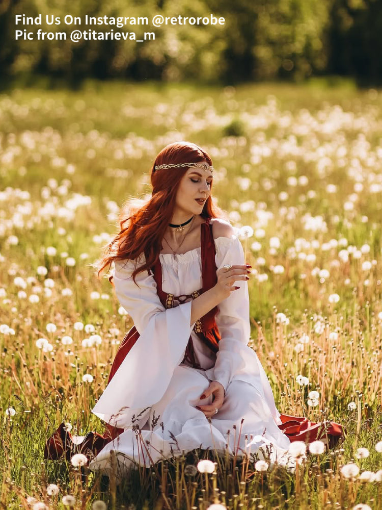 Irish Medieval Retro Royal Court Princess Style Long Sleeve Dress