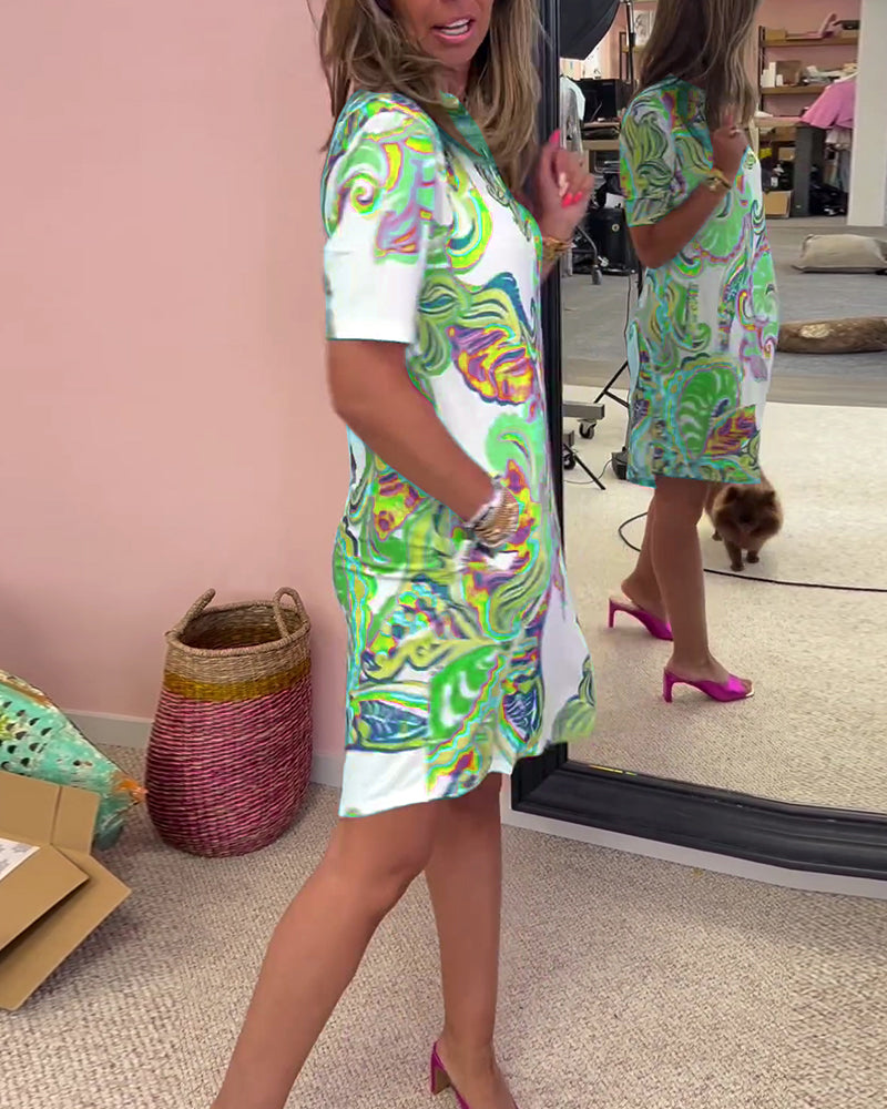 Damen Bedrucktes lässiges Sommer Ibiza Kleid | Mini