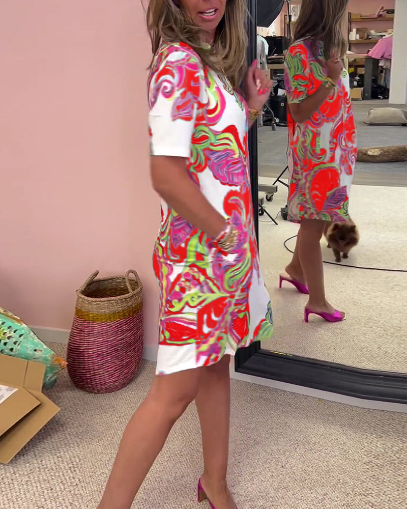 Damen Bedrucktes lässiges Sommer Ibiza Kleid | Mini