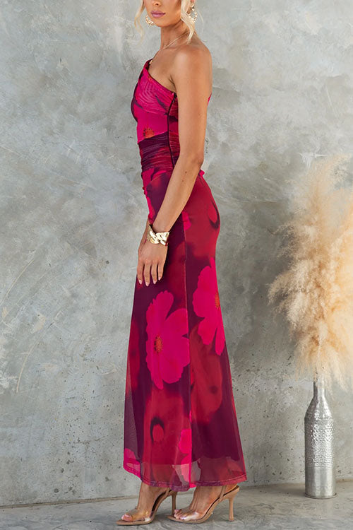 Lindsey – Elegantes Langes Kleid Mit Blumenmuster