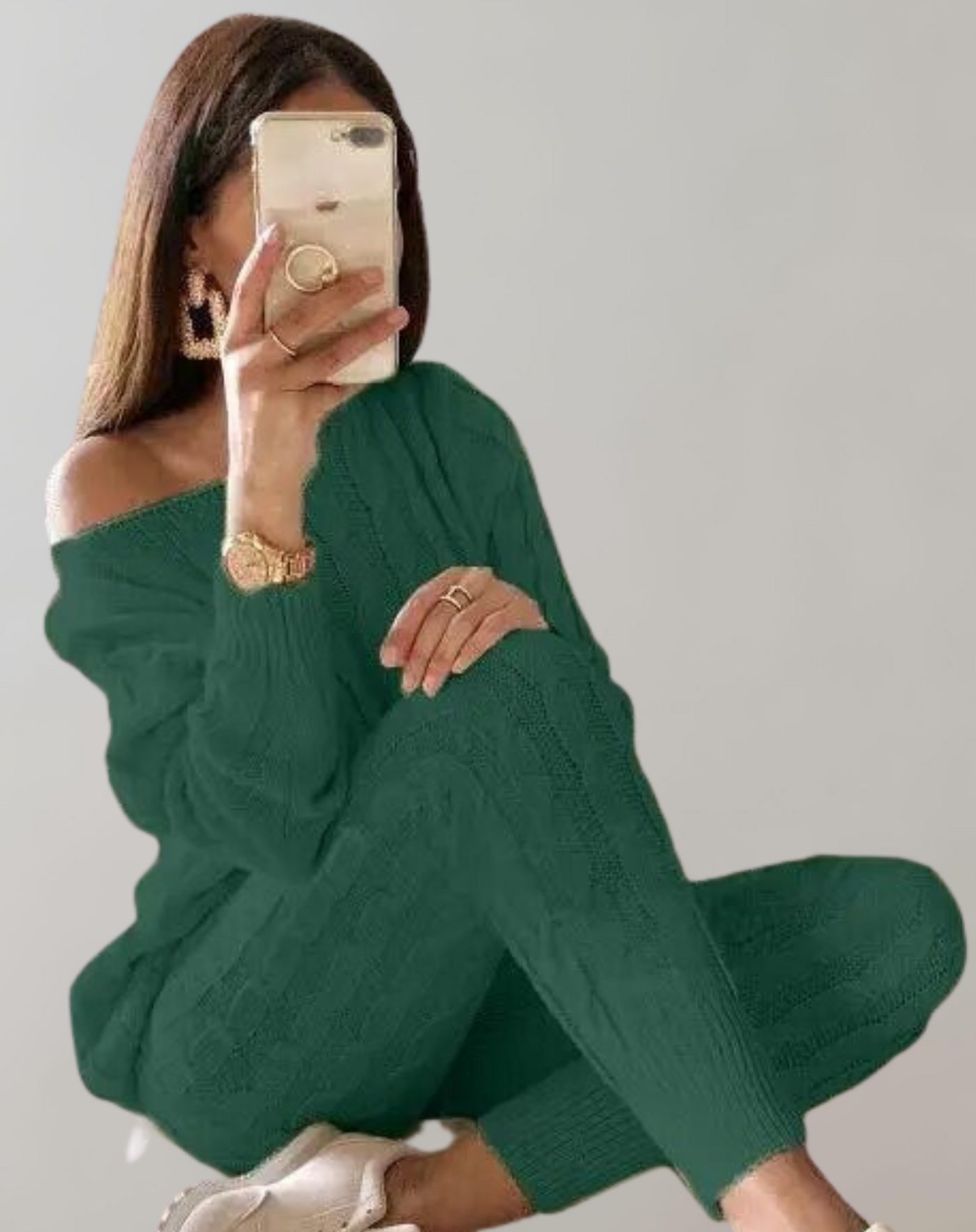 Heidi-Mode | Stilvolle Strick-Komfortset - Pullover + Hose