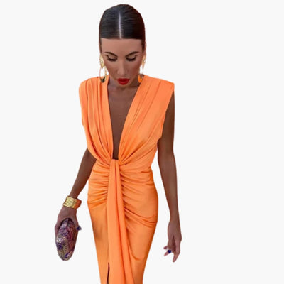 Elegantes Plisseekleid - Damen Maxikleid für festliche Anlässe