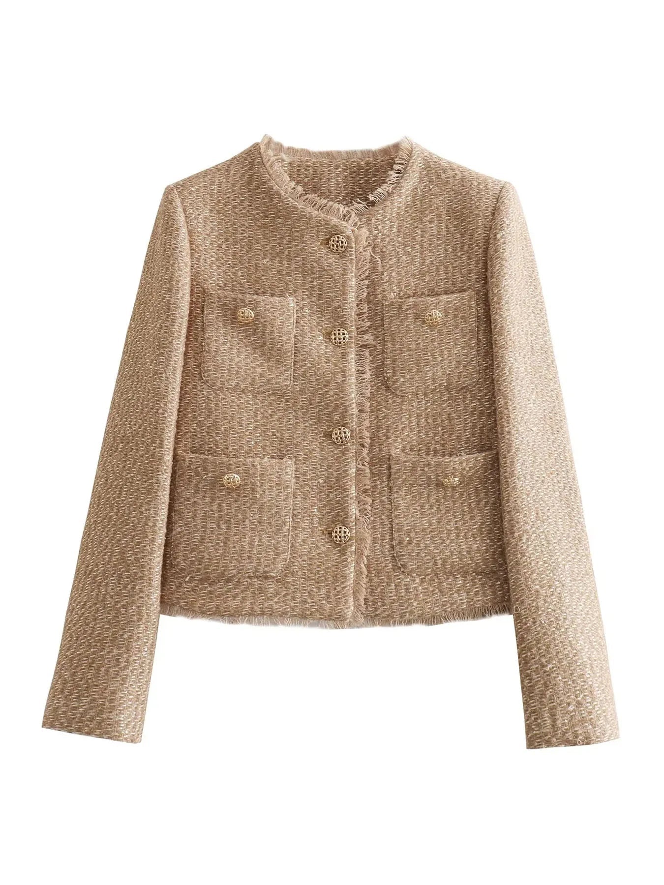 Heidi-Mode | Elegante Tweed Cropped Jacke
