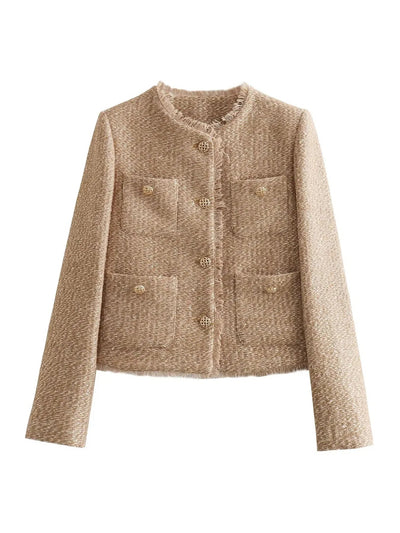 Heidi-Mode | Elegante Tweed Cropped Jacke