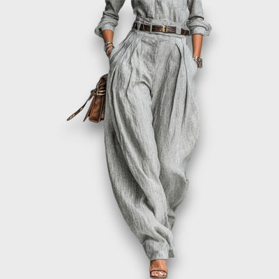 Malvine – Zweiteiliges Set aus Baumwoll-Leinen mit Gürtel