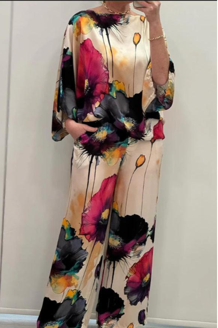 Langer Zweiteiler mit Muster für Damen