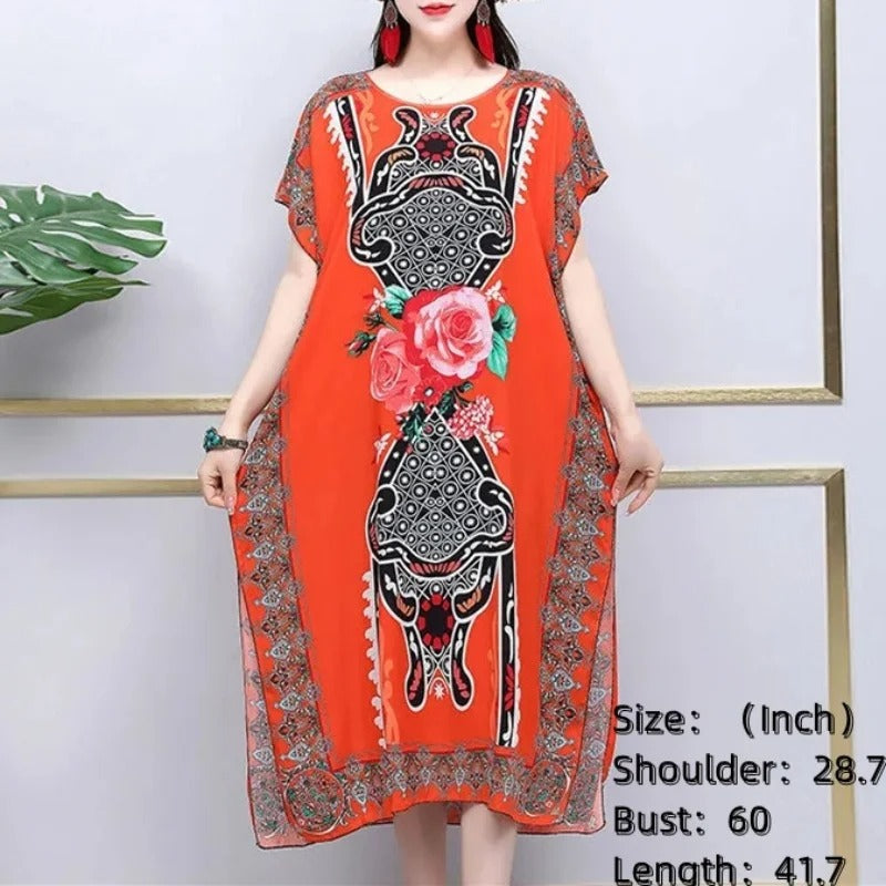 Vanessa | Raffiniertes Maxikleid mit V-Ausschnitt und Druckmuster