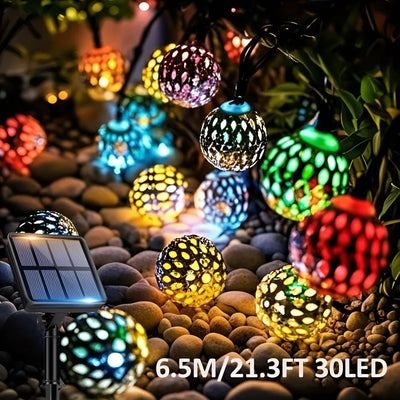 Solarkugelleuchten im marokkanischen Stil – Bunte LED-Lichterkette für Garten & Balkon