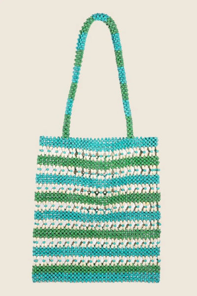 Fame Contrast Wooden Beaded Tote Bag