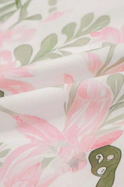 Floral Contrast Edge Layered Short Sleeve Mini Dress