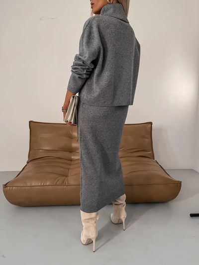 Frühlingstrend Fusion | Elegantes Midi-Kleid mit Rollkragenpullover