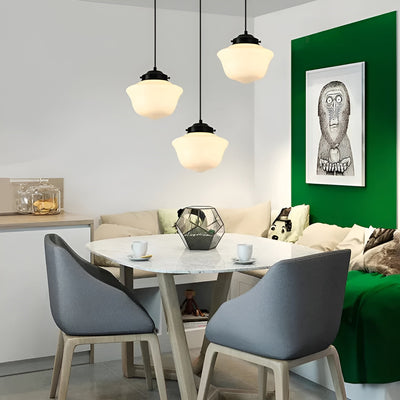 Hängelampe aus Milchglas – Vintage Design mit Geometrischem Glas